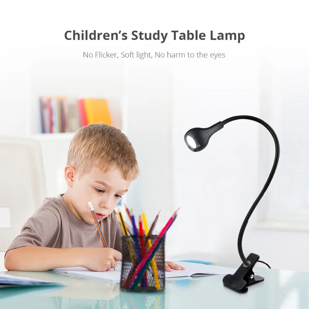 

USB Power Clip Holder LED Book Light Desk Lamp 1W Flexible Bed Reading Book Lights Table Lamp for The Study Room Bedroom Living