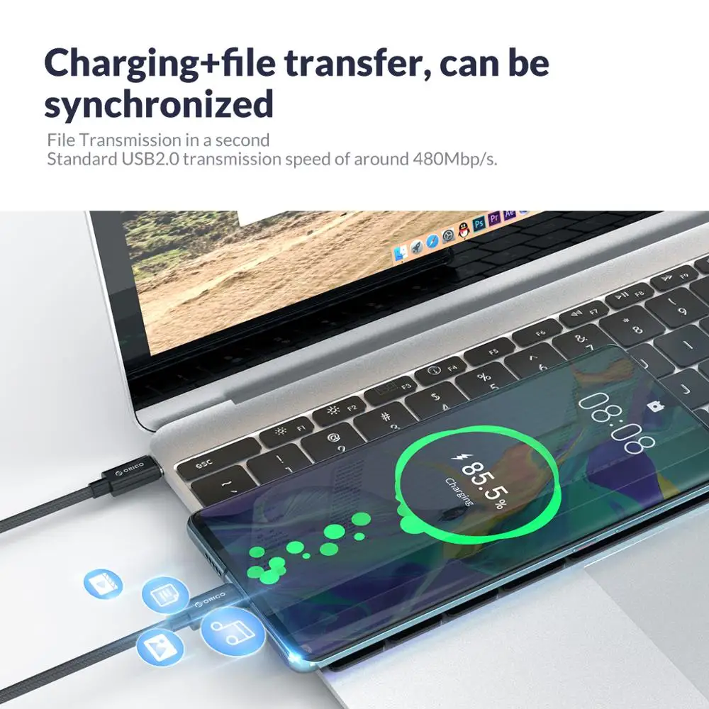 Кабель Orico USB Type C to QC3.0 5A для Huawei Mate 20 Redmi K20 Note7 Quick Charge 3 0 кабель быстрой зарядки MacBook