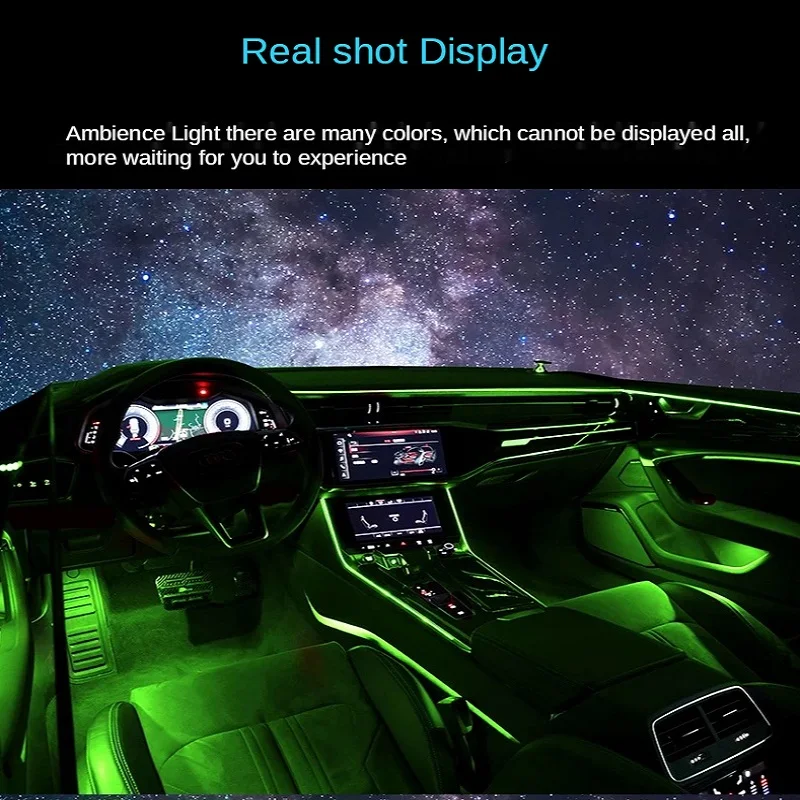 

RGB LED Strips Ambient Light APP Bluetooth Control for Car Interior Atmosphere Light Lamp 8 colors DIY Music 8M Fiber Optic Band