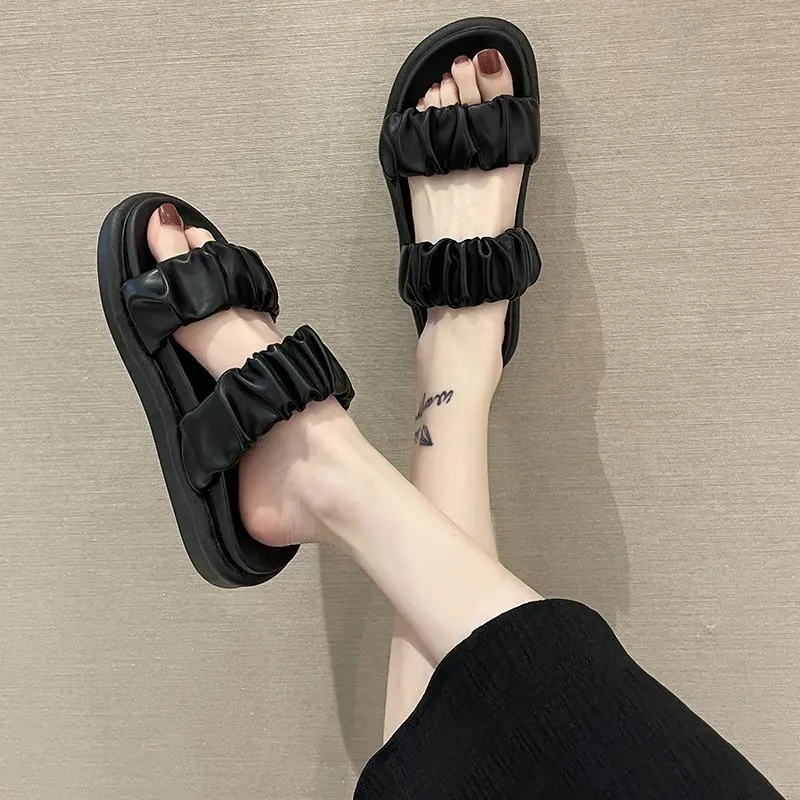 

Shoes Lady Slippers Soft Platform Luxury Slides Med Slipers Women Girl Comfort Designer Summer Flat 2021 Rubber PU Floral