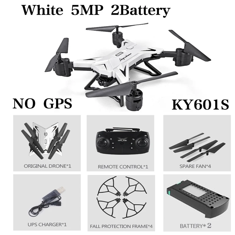 White 5MP 2B Новое поступление Дрон с GPS Квадрокоптер 2000 метров расстояние управления RC вертолет Дрон с 5G 4K HD камера складной KY601G KY601S - Цвет: White 5MP 2B