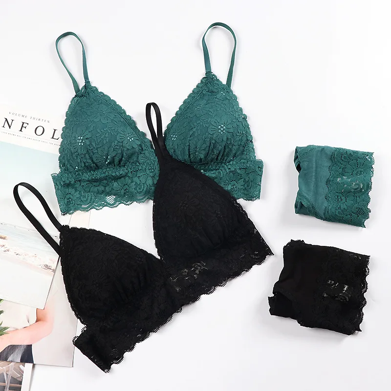 Кружевной бюстгальтер с глубоким v образным вырезом и трусики комплект нижнего