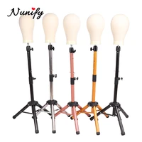 black wig tripod for hair styling salon tripod wig stand with mannequin head canvas head with t pins wig accessories tools