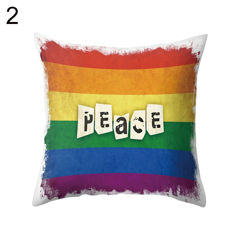 45x45 см наволочка с радужным сердцем в полоску Чехол на подушку для дома офиса