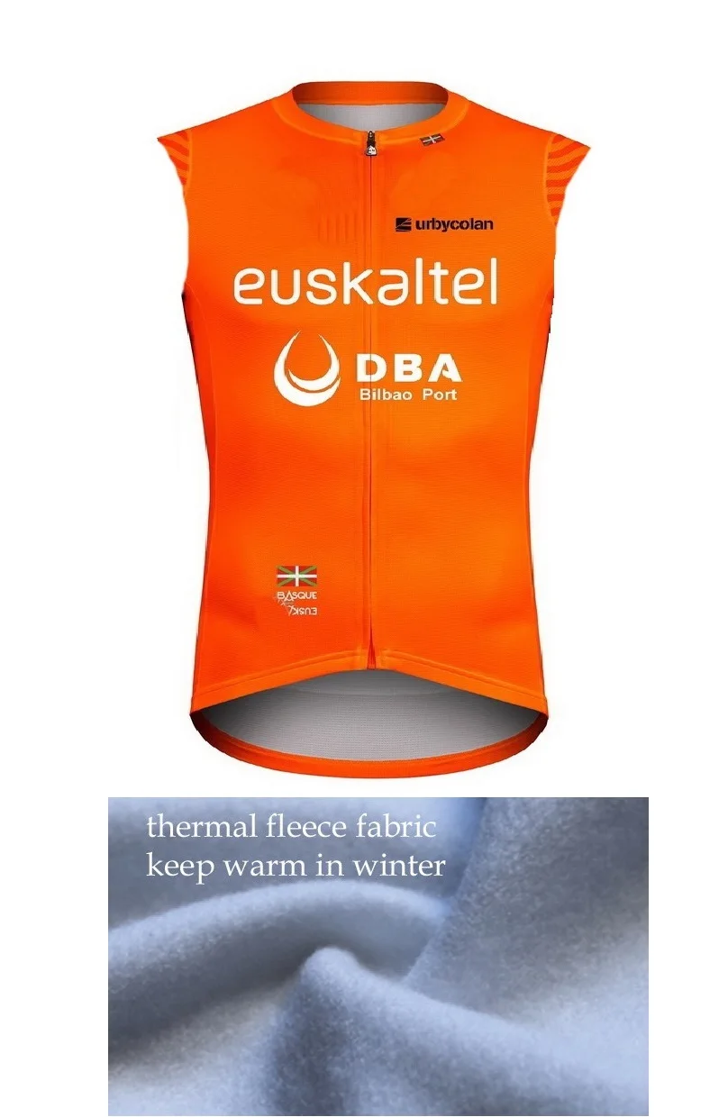 

WINTER FLEECE THERMAL 2020 EUSKALTEL DBA TEAM ORANGE ONLY SLEEVLESS VEST CYCLING JERSEY WEAR ROPA CICLISMO SIZE XS-4XL