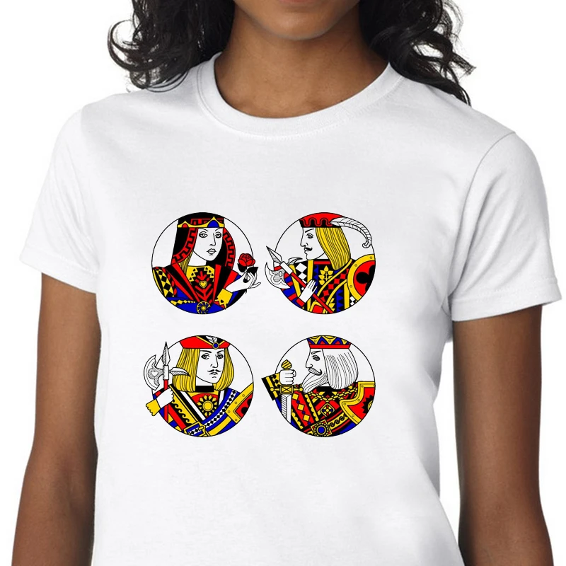 

playing cards K print graphic tees goth White summer tops tshirt harajuku Poker k vintage t-shirt women aesthetic clothes tumblr