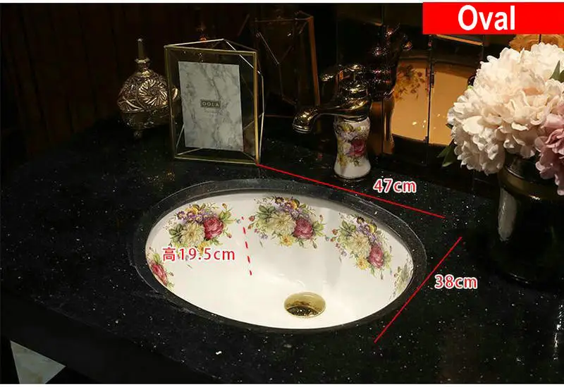Ручная работа в европейском стиле Цветочная прямоугольная раковина овальная