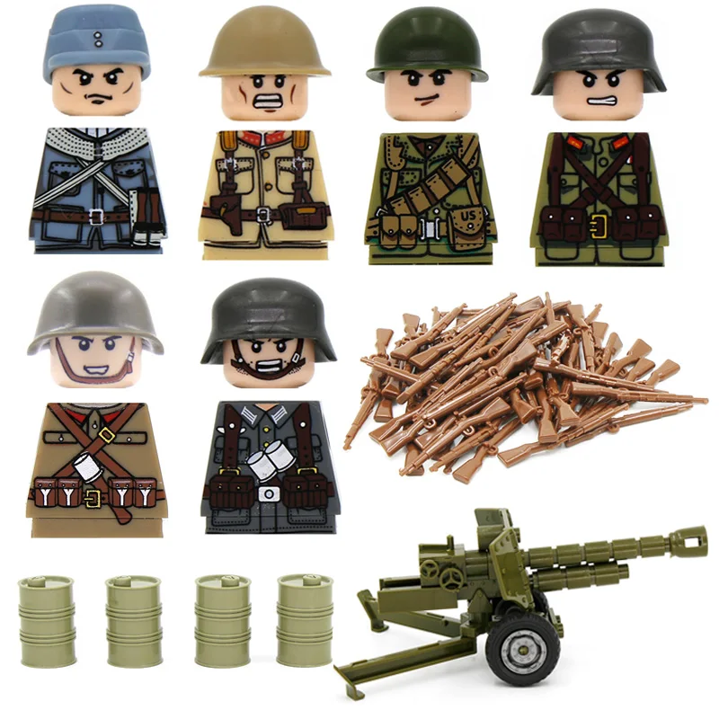 

ww2 german military army armas minifigures war forces building blocksSoldiers Soviet US army armas weapons mini blocks toys boys