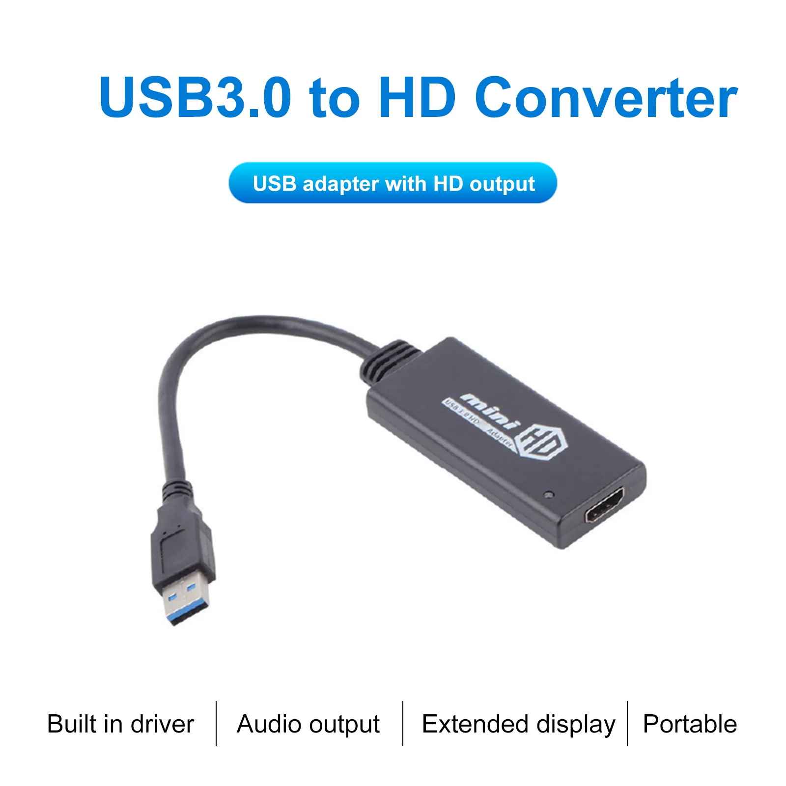 Портативный мини USB3.0 к HD конвертер 1080P видео кабель адаптер для ПК телевизор
