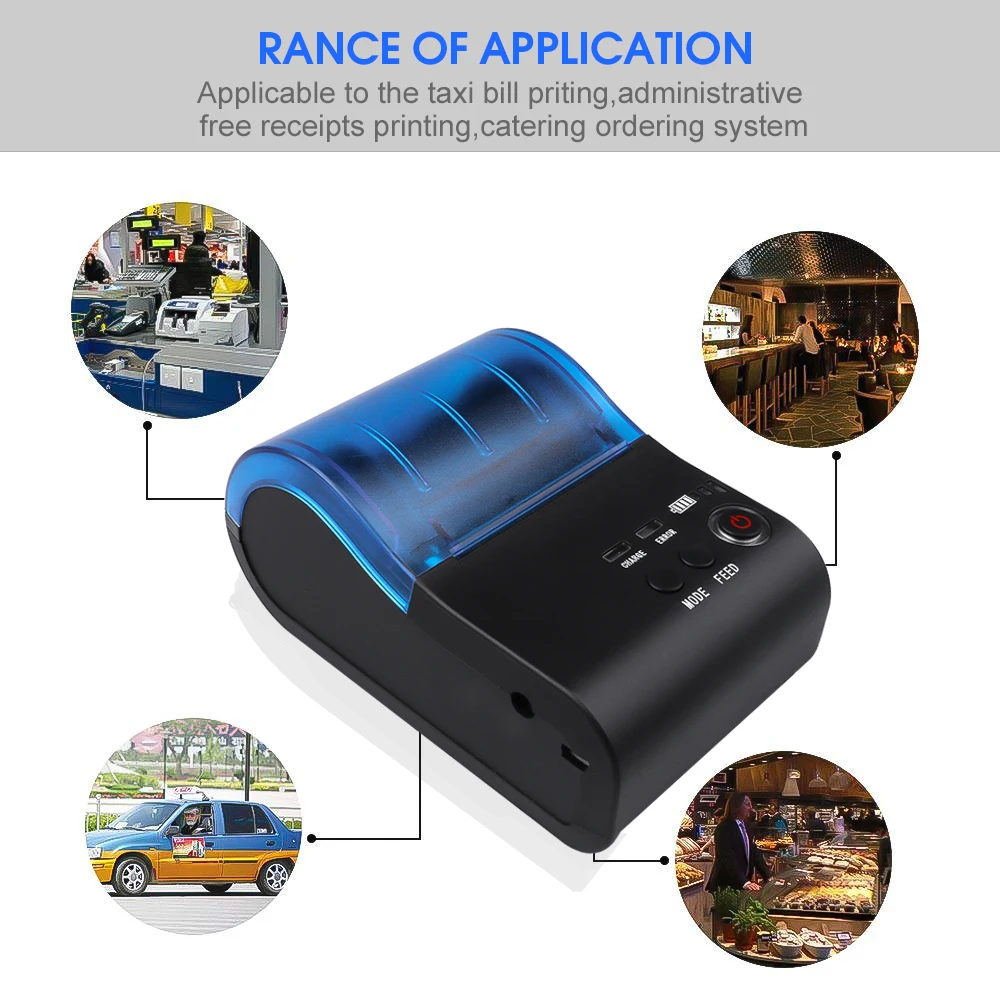 Портативный термопринтер kebidumei карманный Bluetooth принтер мини-квитанция билетов USB