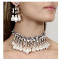 shiny crystal zircon necklace multi layer tassel pendant pearl necklace womens girls dinner shiny birthday gift fashion jewelry