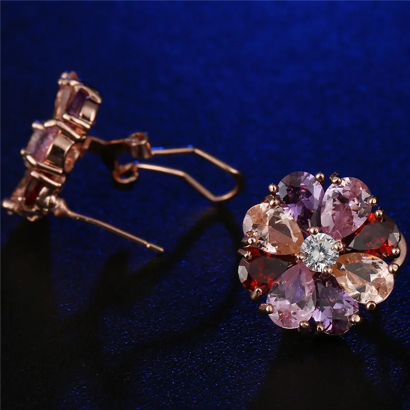 Популярные серьги в виде цветка из серебра 925 пробы с мозаикой и кристаллами