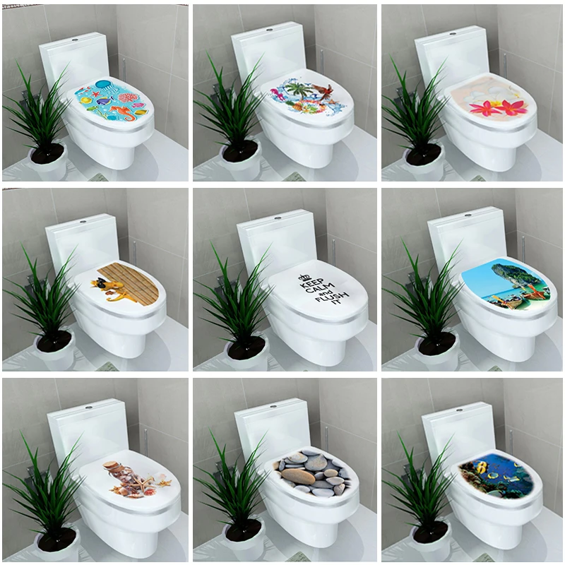 1PC 32*39cm Sticker WC Pedestal Pan Cover Toilet Stool Commode Home Decor Bathroon 3D Printed Flower View | Дом и сад