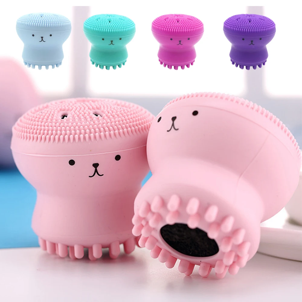 Силиконовая щетка для очищения лица маленькая чистки пор Осьминог очиститель
