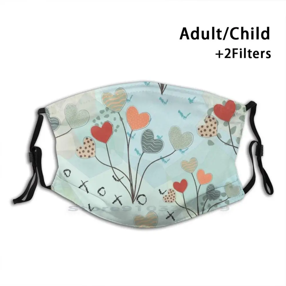 

Сердца для взрослых и детей моющаяся смешная маска для лица с фильтром абстрактный фон красивый день декоративный Рисунок бесконечный смеш...