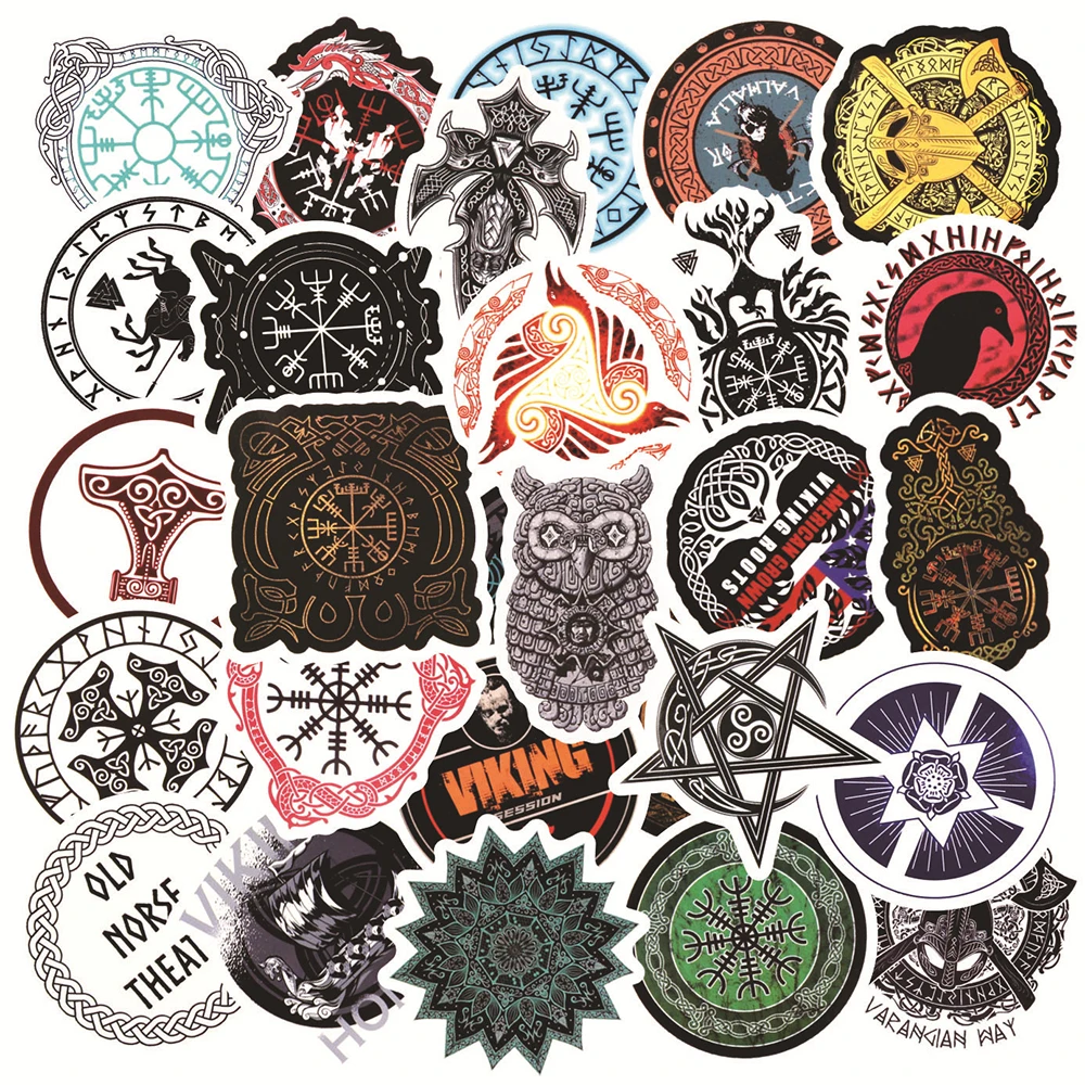 103050pcs cool retro vikings totem stickers luggage skateboard laptop scrapbook guitar phone graffiti decal sticker kids toys free global shipping