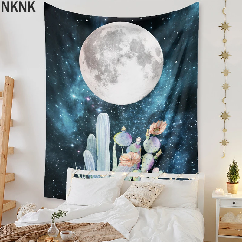 

Psychedelic Moon Flower Tapestry Wall Hanging HD Printing Pattern Tapestries Art Home Decoration Camping Mat Beach Towel Blanket