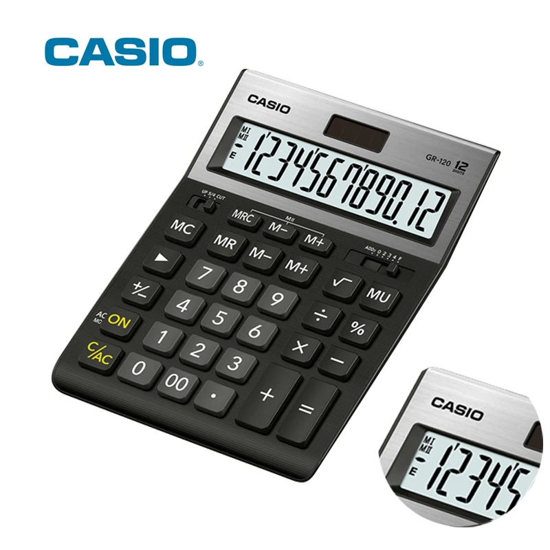 Калькулятор настольный с металлической панелью CASIO GR 120 Двойная память двойное