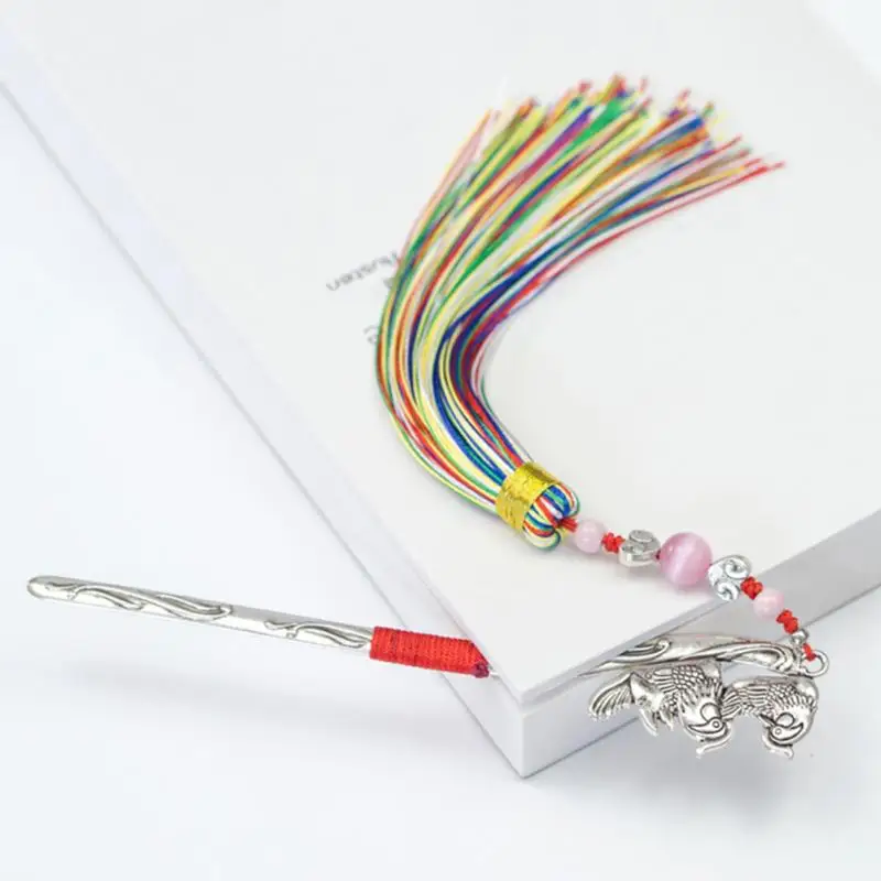 Длинная Новинка металлическая Закладка с кисточкой плетение волос застежка