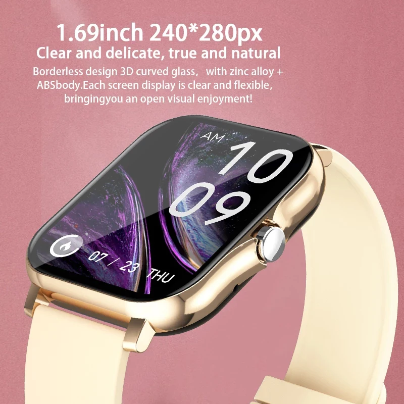 

2021 New Fashion Women Smart watch Men 1.69" Color Screen Full touch Fitness Tracker Men Call Smart Clock Ladies For Android IOS