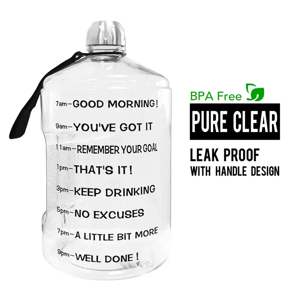 Clear Water Bottle Quifit 128 унций 64 унции 32 унции 1 галлон BPA бесплатно пластиковая большая бутылка для воды для питья кувшин Тыква для путешествия спорт, фитнес, тренажерный зал бутылка воды эко - Цвет: Clear Water Bottle