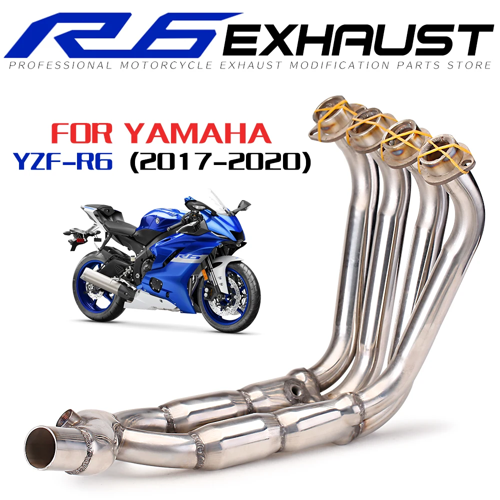 

Motorcross Exhaust Full System Motorcycle Modified Front Mid Pipe Muffler Bicycle Slip on Stainless Steel Link For YAMAHA R6 YZF