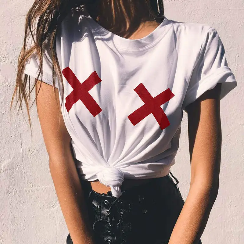 

Woman Clothes Heart Print Sexy T-shirt Ladies Short-sleeved Harajuku Graphic T-shirt Ladies Top Women's Summer Blouses 2021 Tee