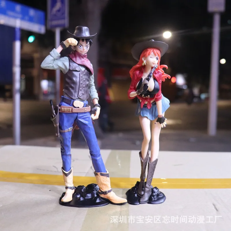 

One Piece Anime Character TREASURE CRUISE 1 Cowboy Luffy Nami Boutique Hand-made Model Decoration Figure Children Gifts