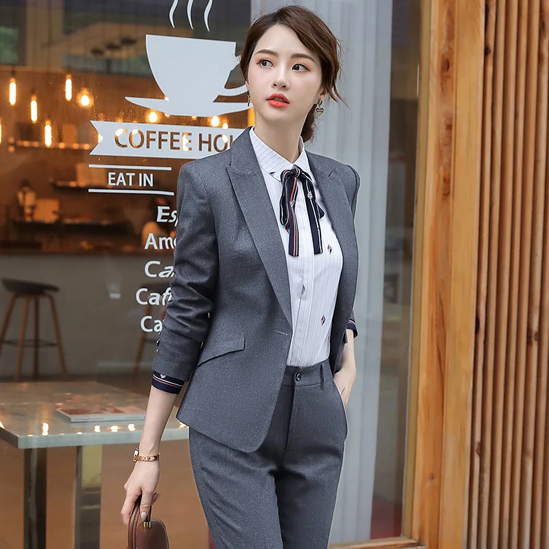 New Fashion Slim Business Wear Elegant Women Office Ol Jacket Set Formal Blazer + Pants Suit Feminino Female Interview Suits | Женская