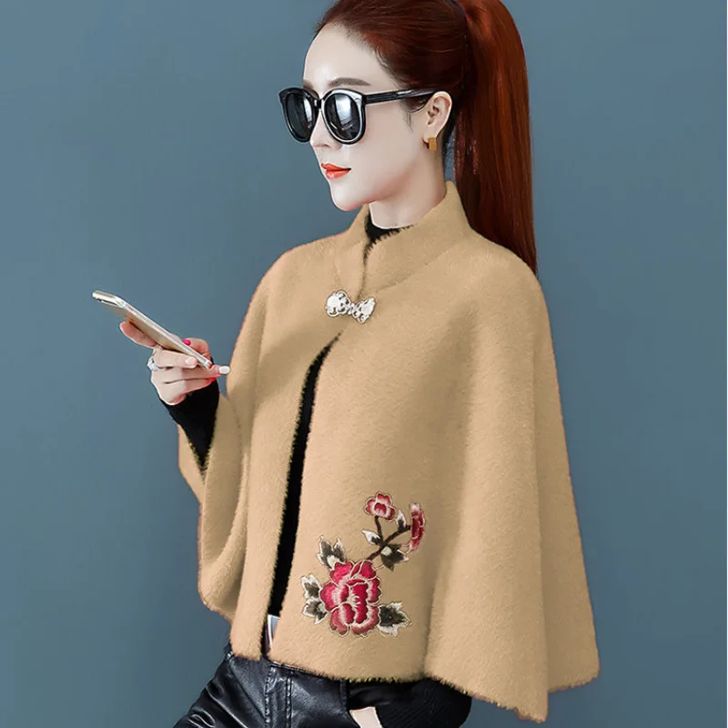 

Mink Fleece Cloak Shawl Jacket Ladies Short Autumn And Winter Cardigan Western Style Casual 2022 New Fashion Top