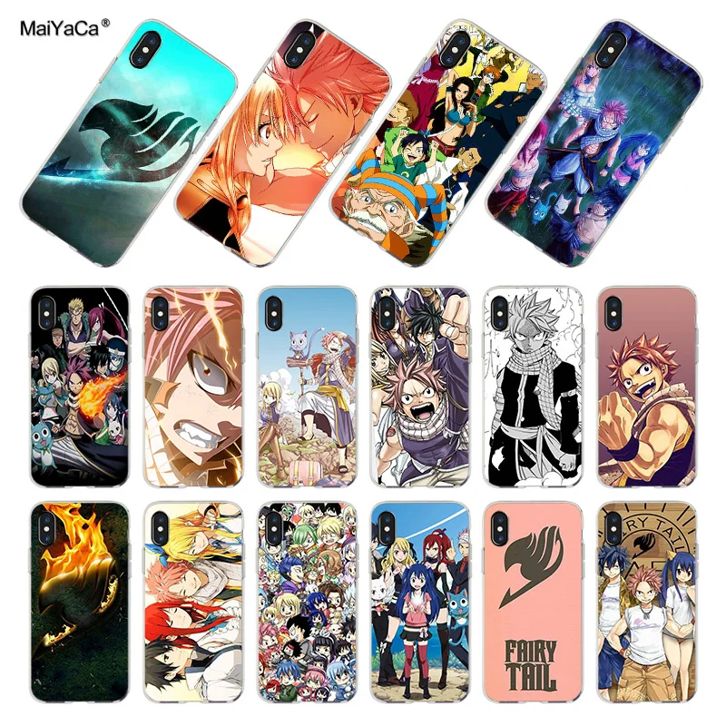 Прозрачный мягкий чехол для телефона MaiYaCa с рисунком манги и хвоста Феи iPhone X xs max xr