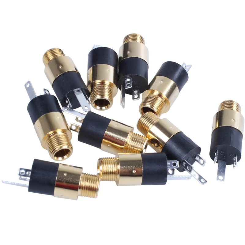 AM05 10PCS 3 5mm 1/8 дюймов Женская стерео заглушка Панель крепление Jack разъем