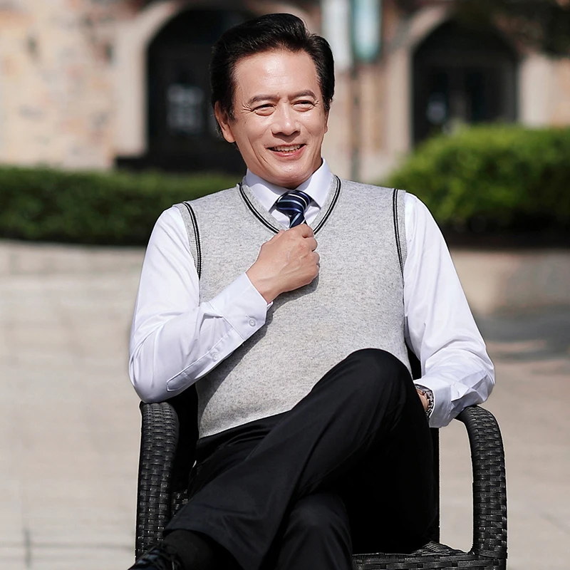 Мужской шерстяной жилет однотонный Повседневный свитер без рукавов на весну и