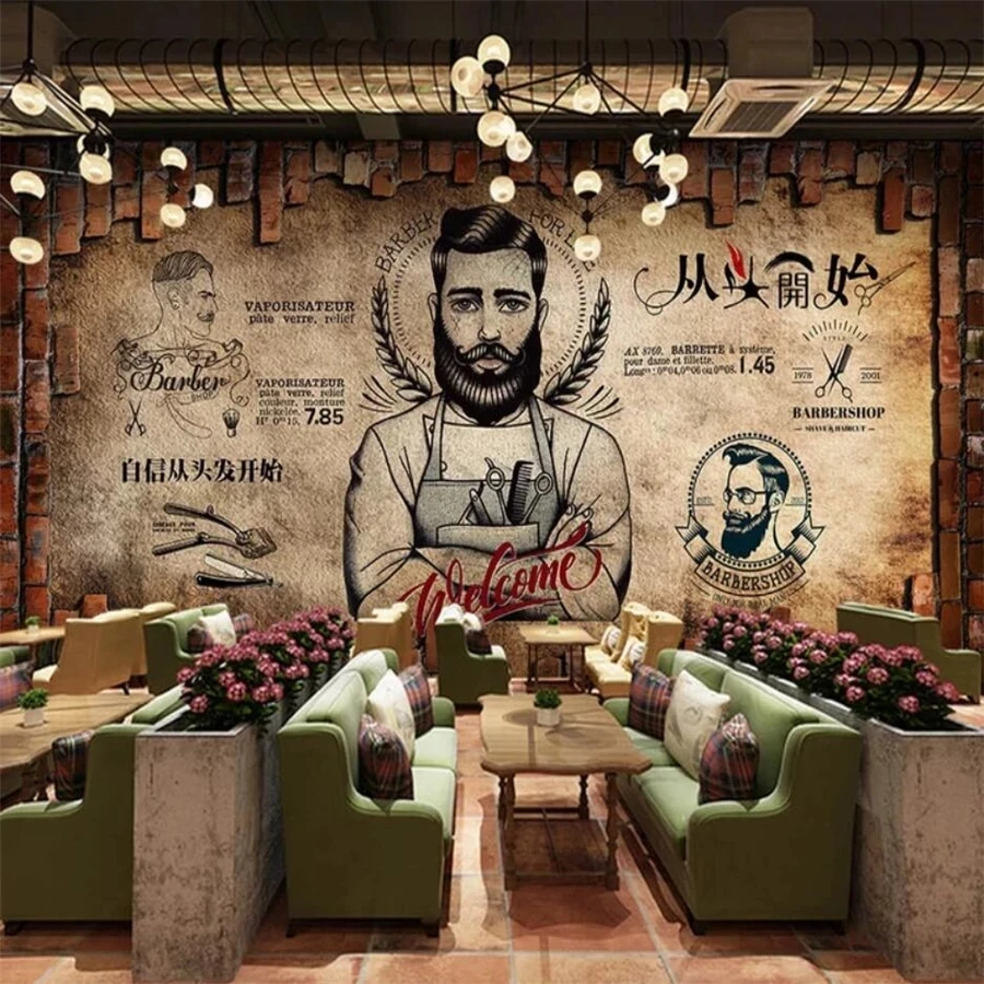 Самоклеящиеся обои на заказ 3d Роспись ретро парикмахерский салон красоты фон для