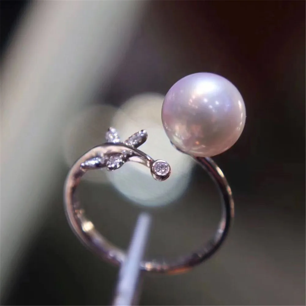 

Beautiful Band Jewelry Promise Ring Hollow Leaves & Pearl Rings Accessories 925 Silver Fashion Jewelry CZ Crystal Accessories