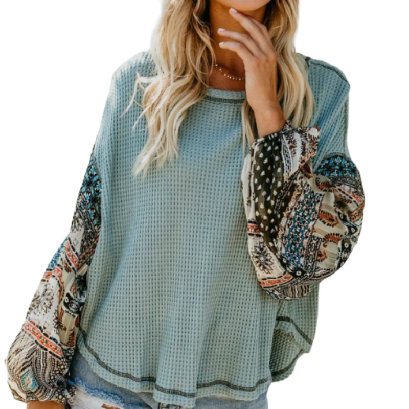 Женский трикотажный пуловер в стиле бохо свободный свитер с круглым вырезом и