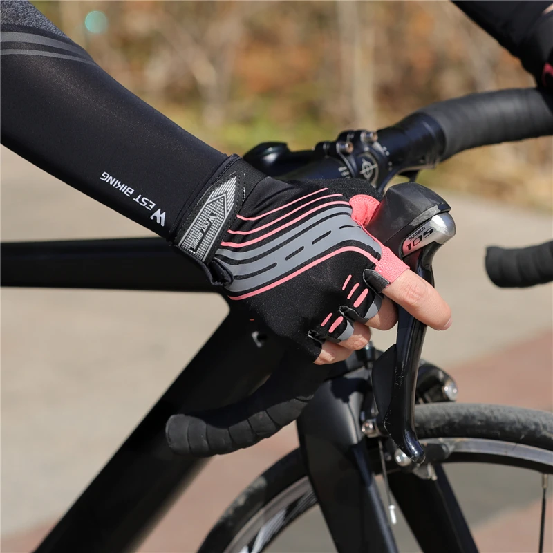 Велосипедные перчатки WEST BIKING дышащие Нескользящие с открытыми пальцами для