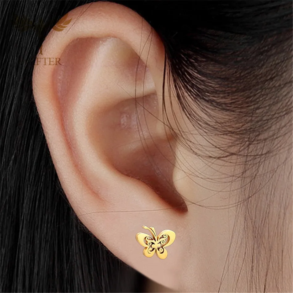 Модные серьги в форме насекомых полые бабочки золотого цвета ювелирные изделия