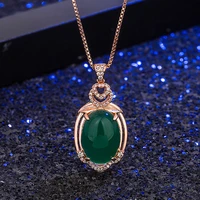 real 14k rose gold 2 carats sapphire pendant women natural blue sapphire gemstone 14k rose gold 45cm necklace jewelry pendant
