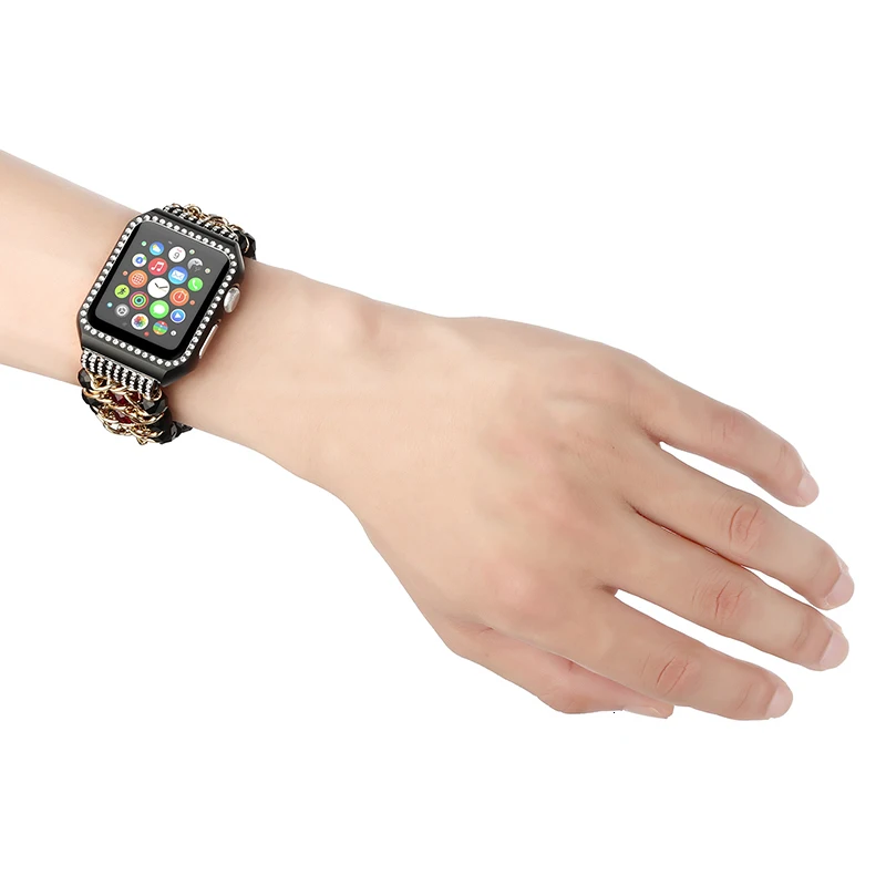 Ремешок с рамкой для Apple watch 44 мм серии 5 3 2 1 ручной работы из бисера эластичный браслет сменный ремешок на запястье 38 мм 42 мм
