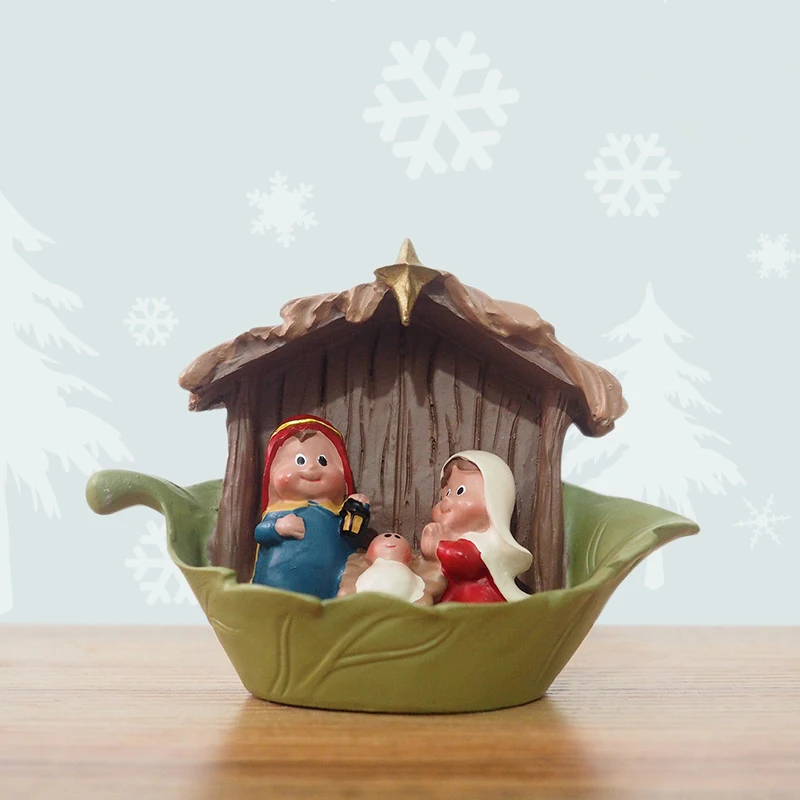 Европейский Рождественский семейный орнамент мини религиозный святого рождения