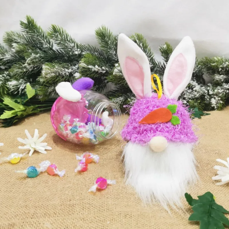 

Easter Bunny Gnome Cookie Candy Storage Container Jar Rabbit Plush Doll Ornaments Hanging Xmas Tree Home Decoration