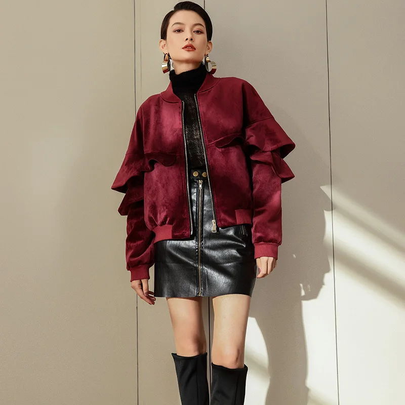 Бархатная куртка-бомбер женская короткая бейсбольная одежда Гонконг винтажное