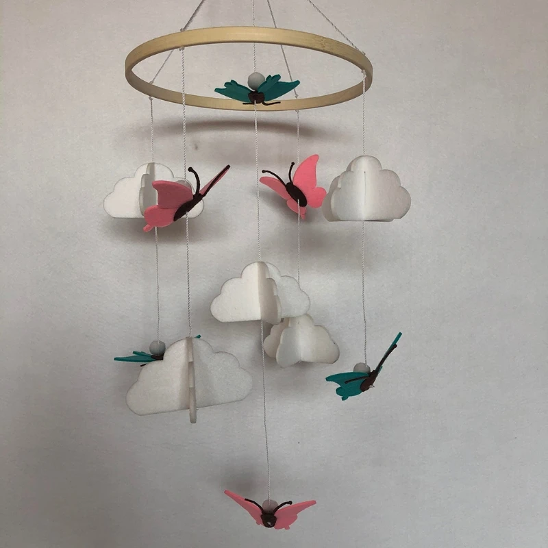 

Baby Crib Felt Butterfly Cloud Mobile Rattle Infant Cot Wind Chime Bed Bell Toys 23GD