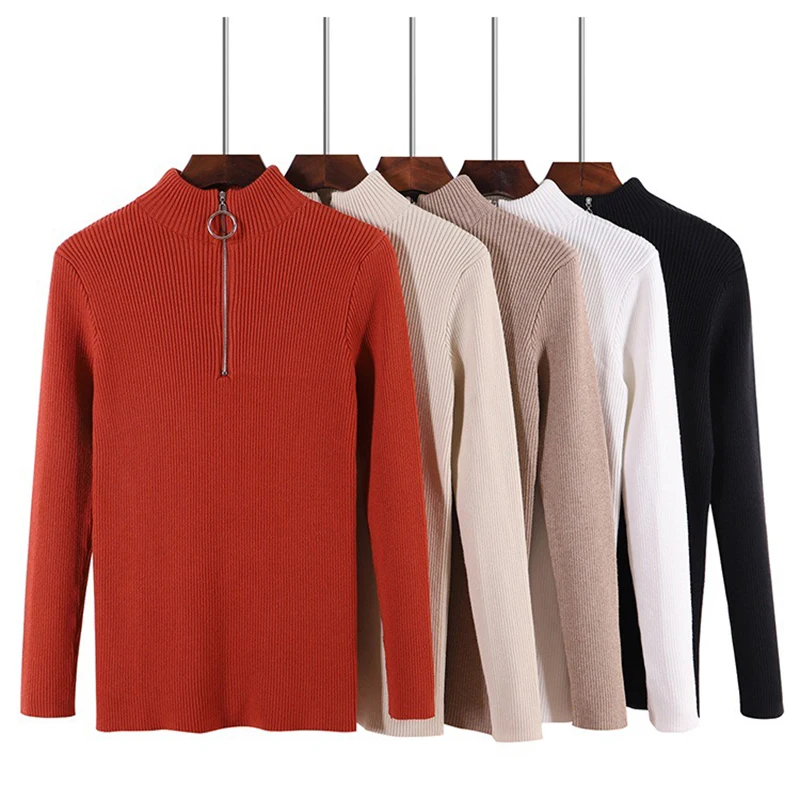 2018 шикарный свитер с высоким воротником на молнии женский осенне-зимний толстый