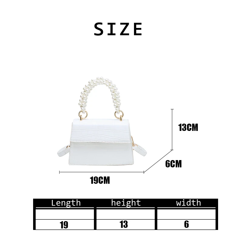 

2021 Spring Women Solid Shoulder Bag Ladies Beading Handle Stone Grain Luxury PU Leather Small Square Bag Female Casual Handbag