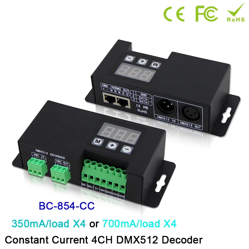 Led CC/CV 4CH DMX512 декодер 3 цифровой дисплей показывает DMX адрес led контроллер привод