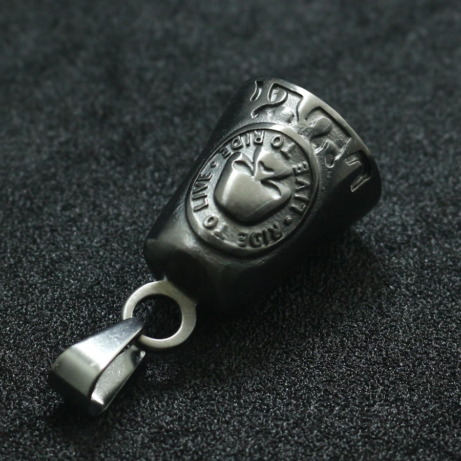 Унисекс 316L Круглый Поддон Сталь черный матовый ездить в режиме реального времени в прямом эфире кататься секетон пламенный кулон