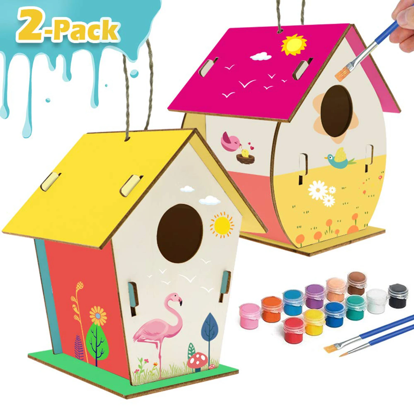 

Kids Crafts Wood Arts And Crafts Wooden Bird Nest Puzzle Toy DIY Hand-painted Graffiti Toy For Kids Ages 3-12 To Build And Paint