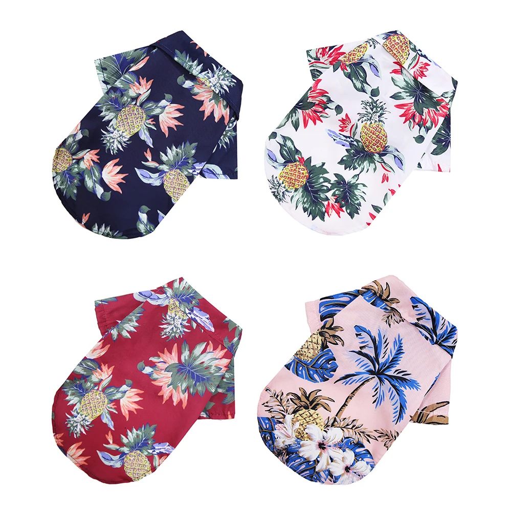 

Summer Pet Beach Shirt Puppy Coats Printed Clothes Dogs T-Shirt Hawaiian Floral Vest Beach Apparel Dog Top Pineapple